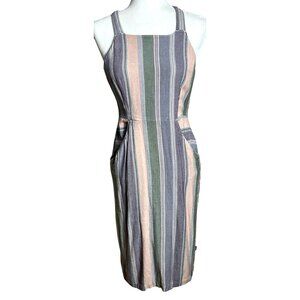 RVCA Ash Slim Fit Midi Dress Pavement Rayon Jumper Casual Coastal Beach Womens S